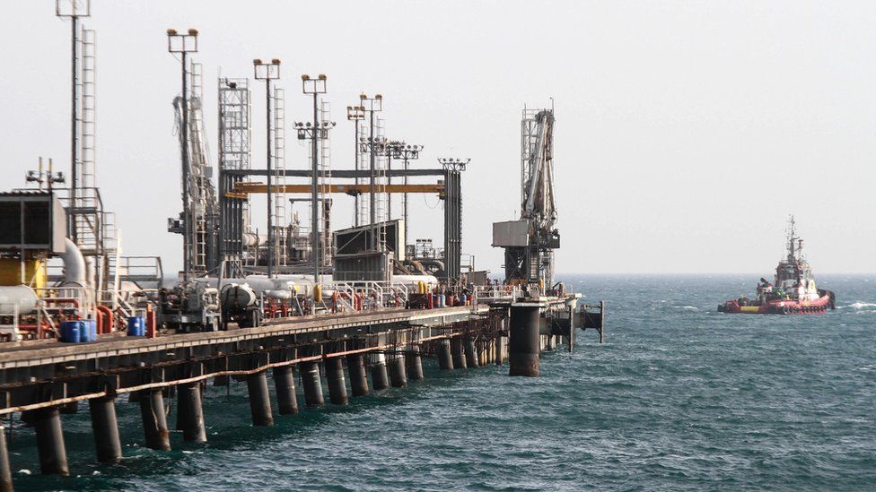 oil facility in the Khark Island, on the shore of the Gulf, o