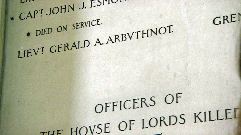 Gerald Arbuthnot's name on the memorial