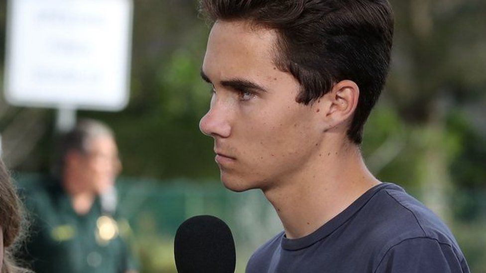 David Hogg and Kelsey Friend, two Florida shooting survivors, speak to the media after the attack