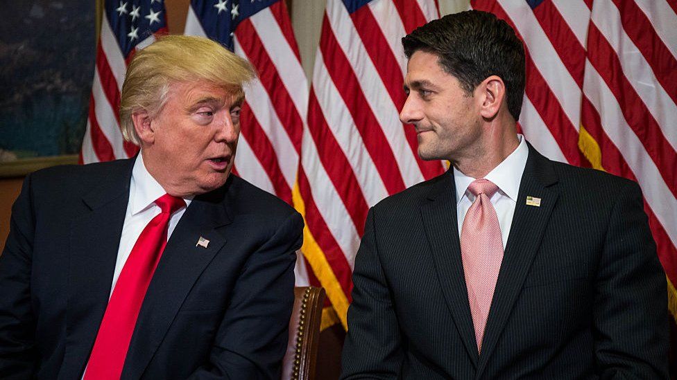 Donald Trump and House Speaker Paul Ryan meet in the Capitol.