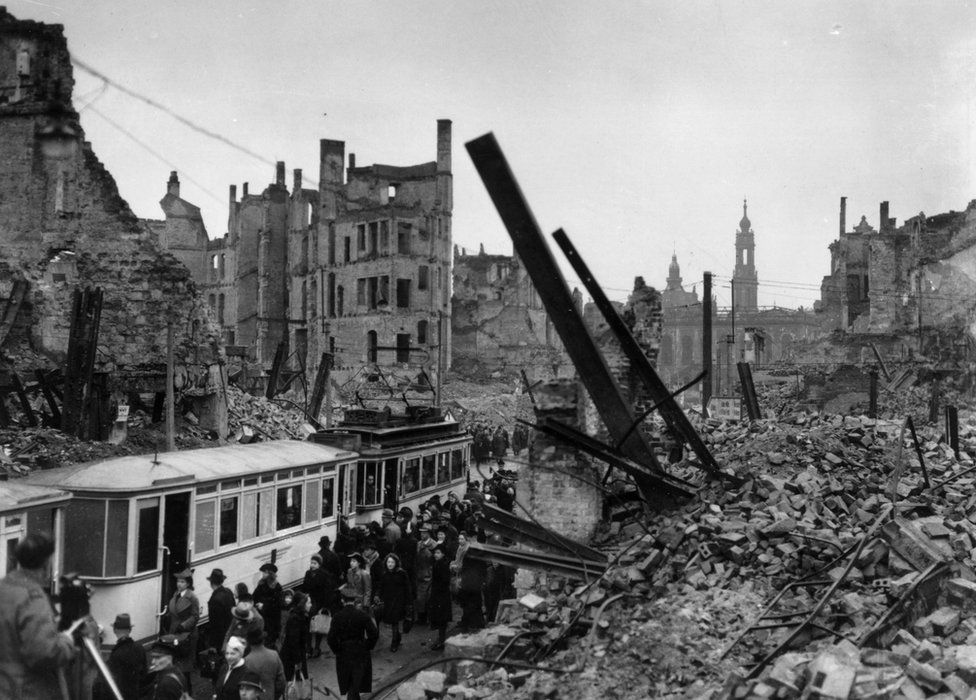 Bomb damaged Dresden, pictured in March 1946