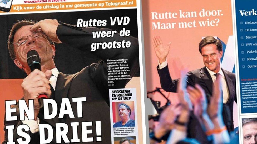 Front covers of Dutch newspapers