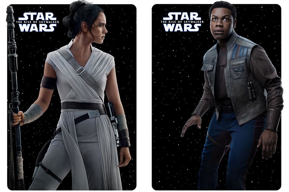Character posters for Rey (Daisy Ridley) and Finn (John Boyega)
