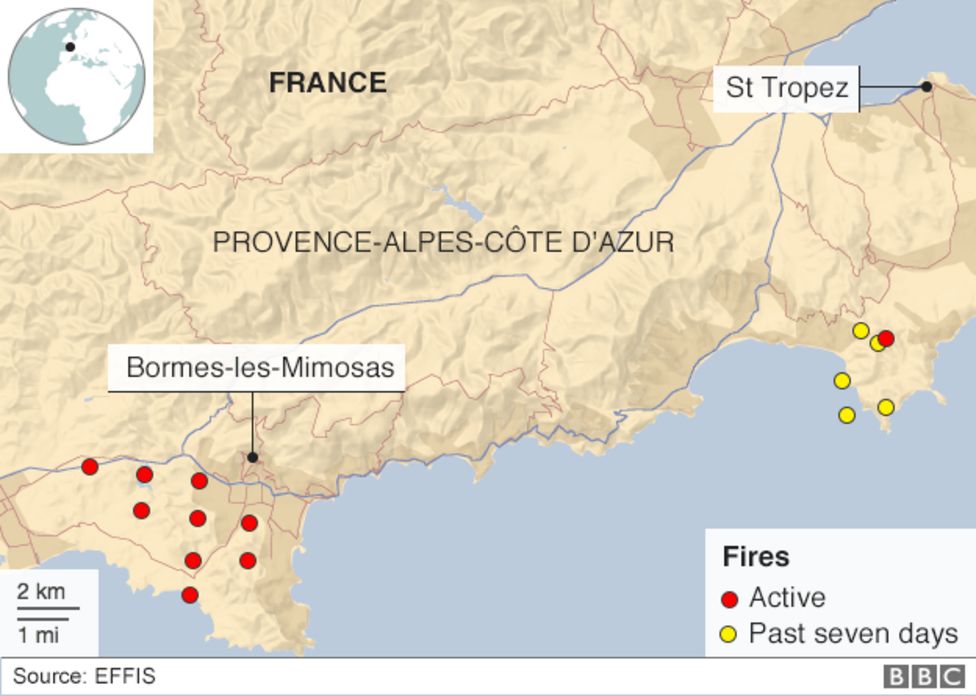 French Wildfires Map