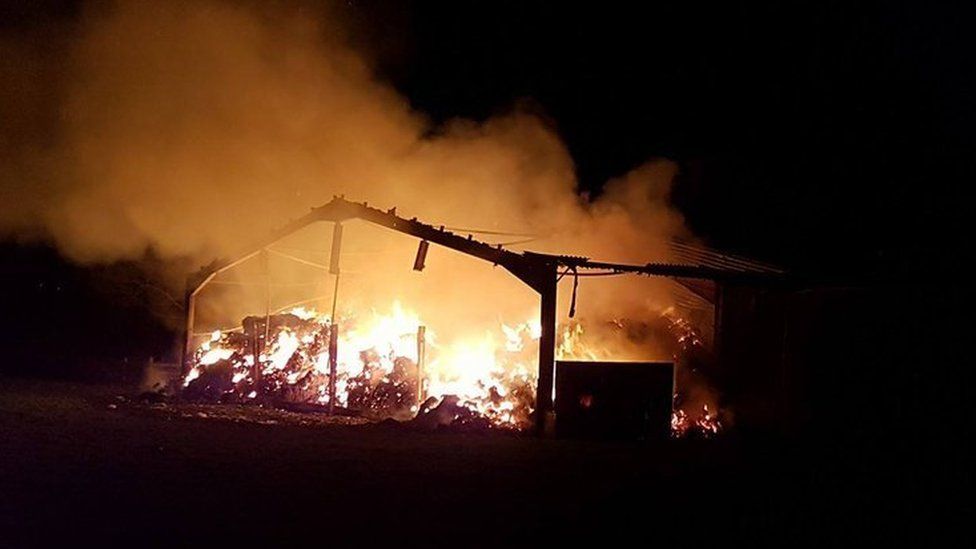 Barn burned to ground