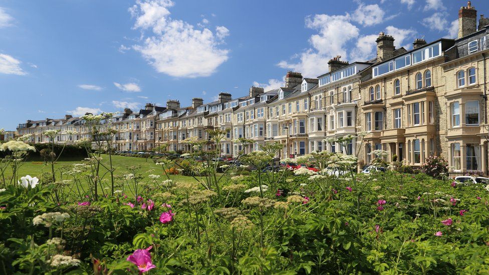 Row of large Victorian houses in Tynemouth