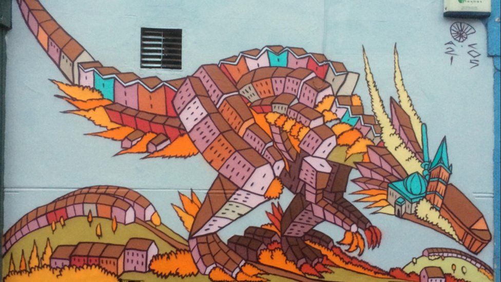 Dinosaur mural by Andy Council