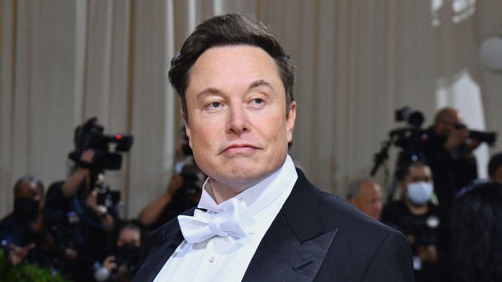 Elon Musk arrives for the 2022 Met Gala at the Metropolitan Museum of Art on 2 May, 2022, in New York.