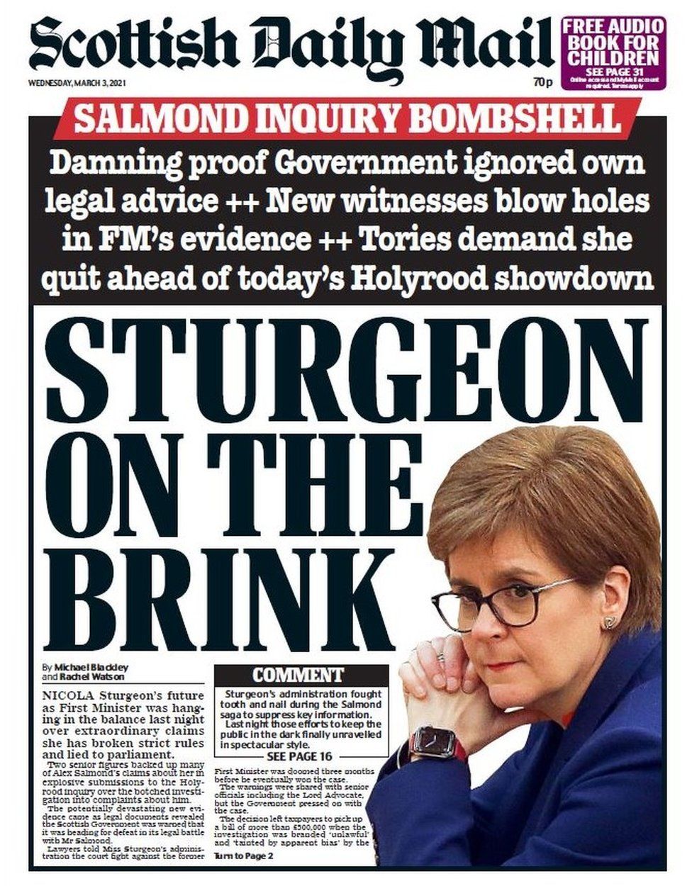 Scotland S Papers Sturgeon On The Brink And Furlough Extended Bbc News