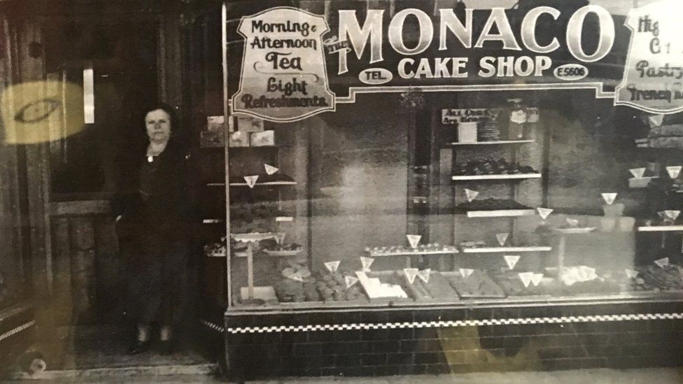 A period photo of Monaco Cake Shop
