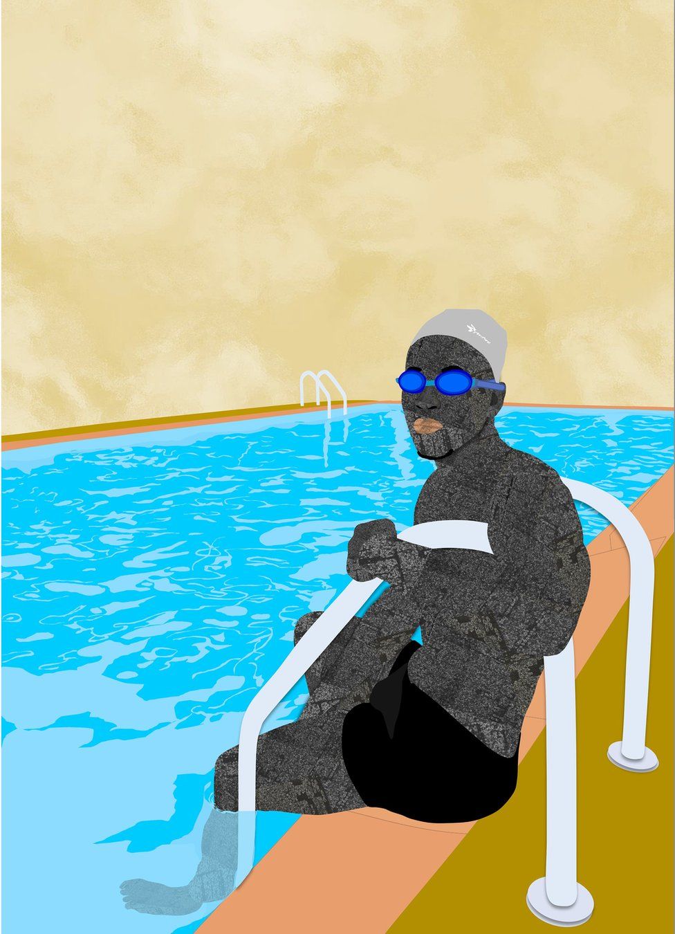 Picture of a man sitting by a pool - Man In A Pool II