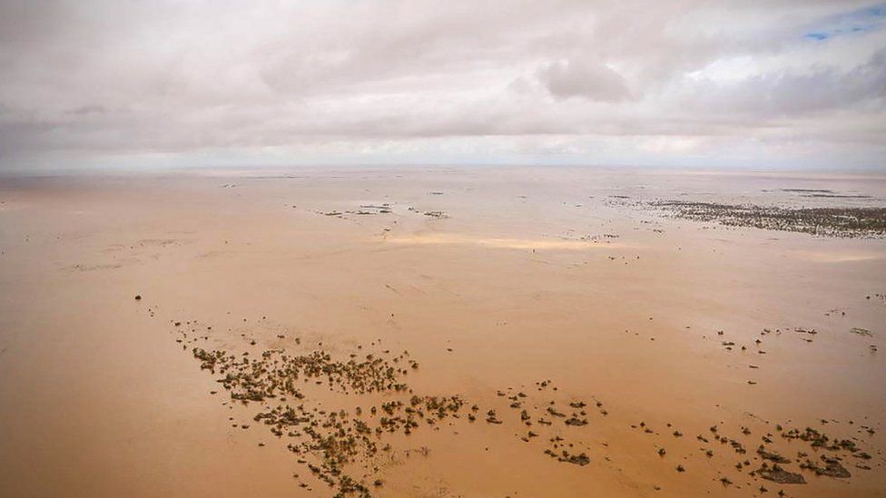 Submerged farmland near Beira