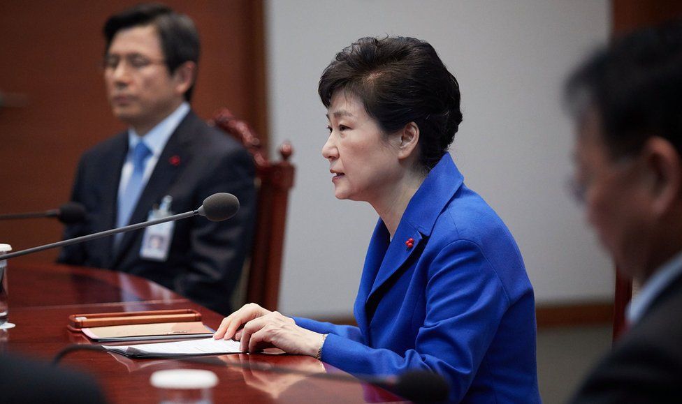 South Korea's President Park Geun-hye pictured at the presidential office on December 9, 2016 in Seoul, South Korea.
