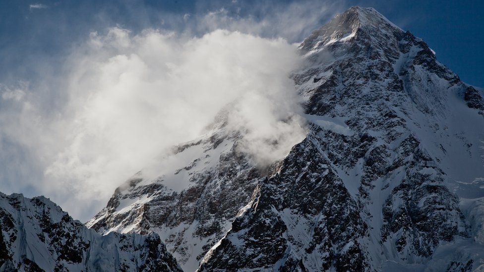 This view shows the upper part of K2 as seen from the broad peak base camp at 4,850m