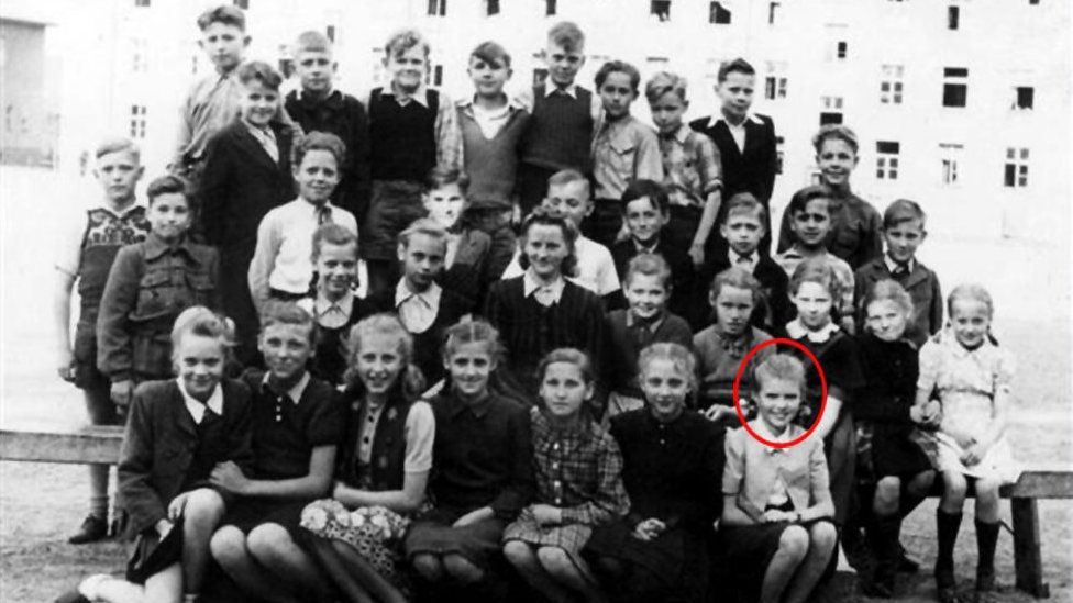 Vaira and classmates in Lübeck, 1949