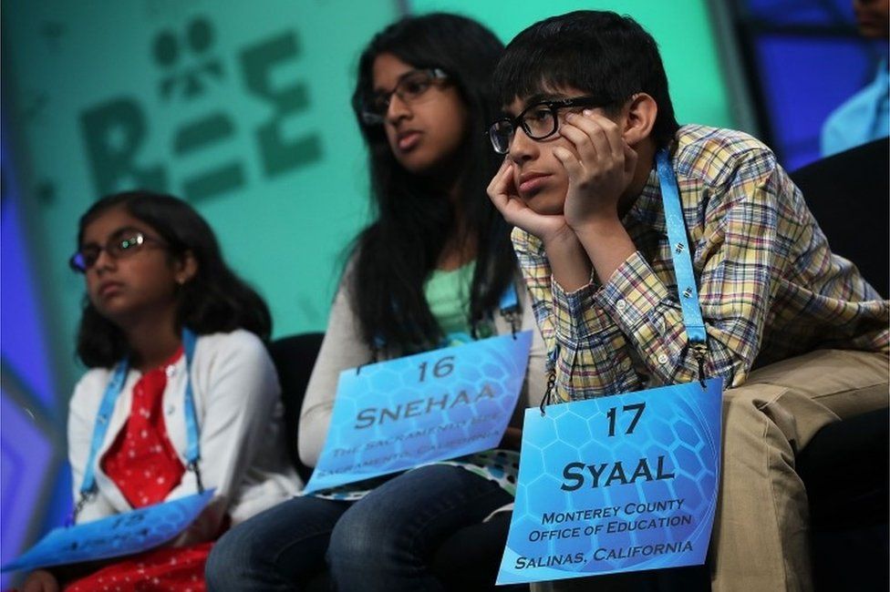 Spellers wait for their turns to spell during the 2016 Scripps National Spelling Bee May 25, 2016 in National Harbor, Maryland. Students from across the country gathered to compete for top honor of the annual spelling championship.