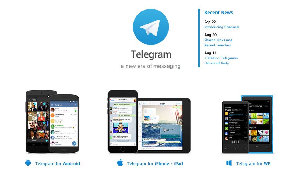 Telegram messenger website screengrab