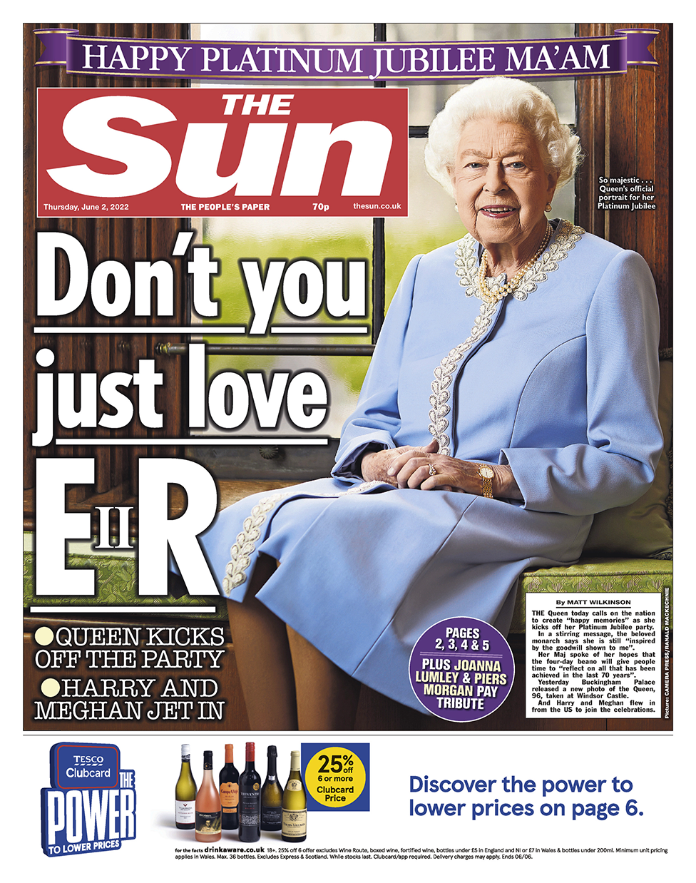 The headline in the Sun reads 'Don't you just love ER'