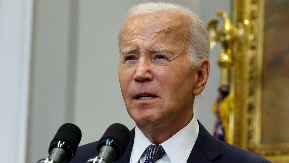 US President Joe Biden speaks at the White House on 30 June.