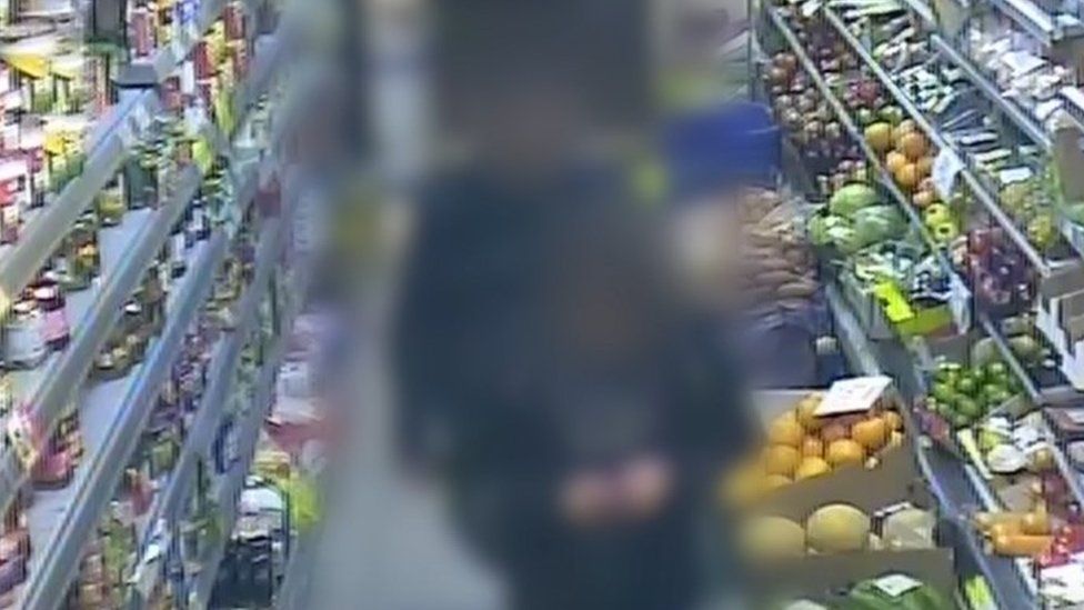 Defendant blurred out captured on CCTV in shop