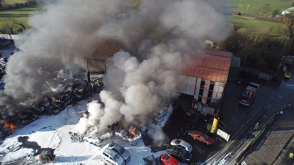 Huge fire at scrap yard near Dublin Airport BBC News