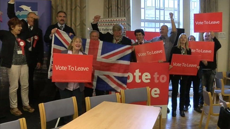 Leave campaigners celebrating in Poole