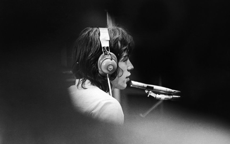 Mick Jagger of The Rolling Stones in a London recording studio in 1968