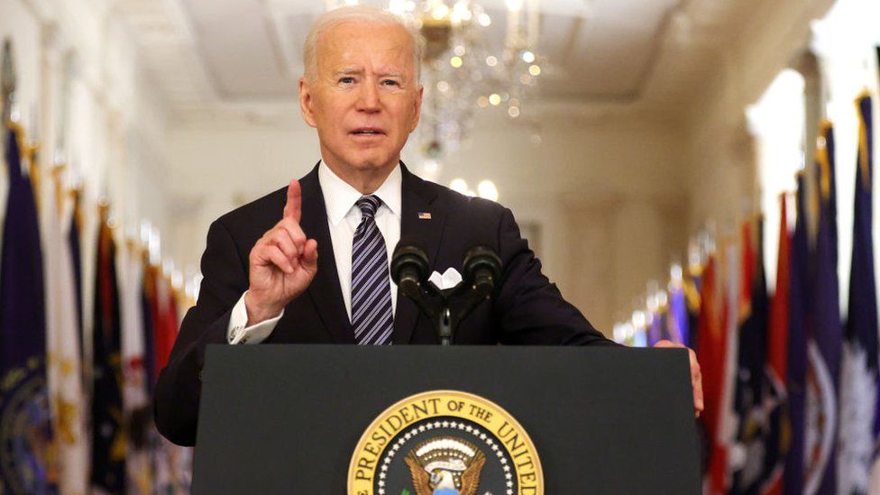 Joe Biden delivers a televised speech at the White House