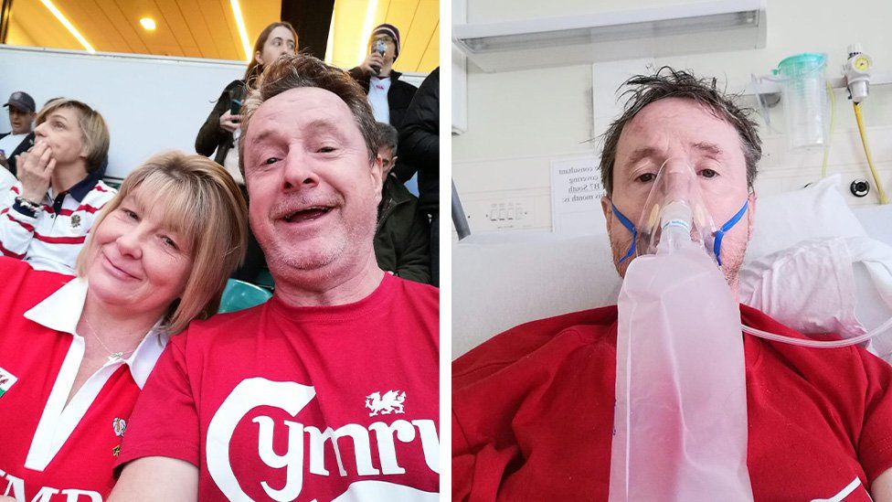 Photo of Geoff Bodman at Twickenham and then in hospital