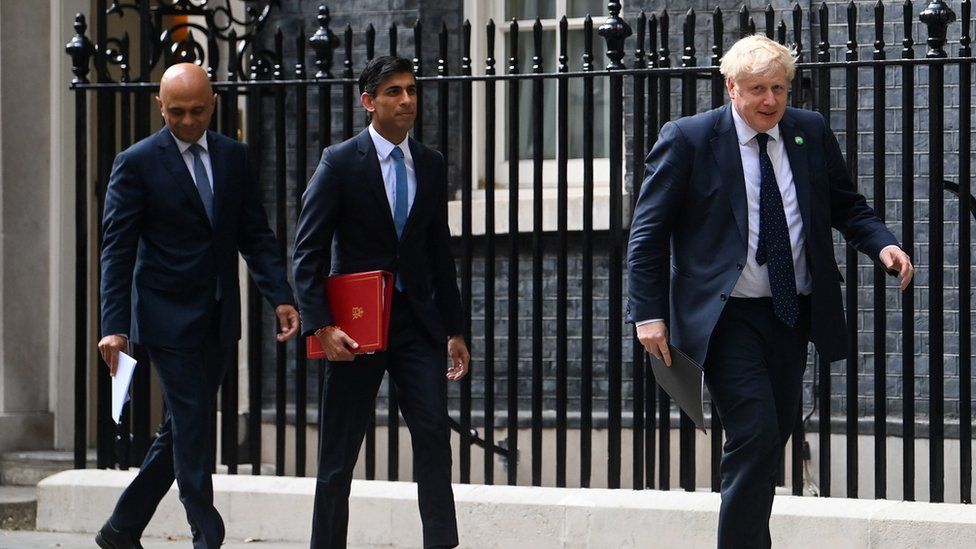 Boris Johnson with Rishi Sunak and Sajid Javid