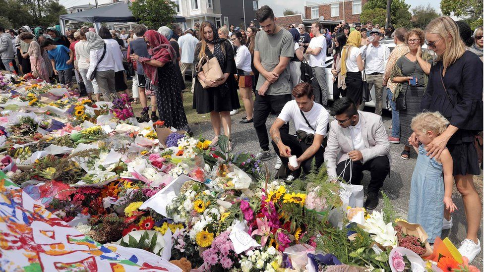 Floral tributes for the victims of the Christchurch mosque attacks