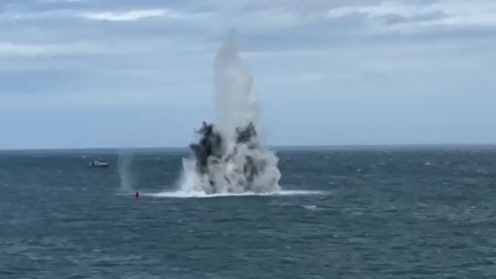 Bomb explosion in the sea