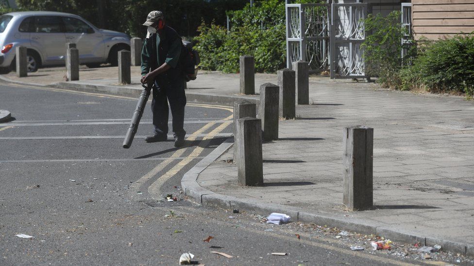 Volunteers clean up in Overton Road, Angell Town, Brixton, south London,