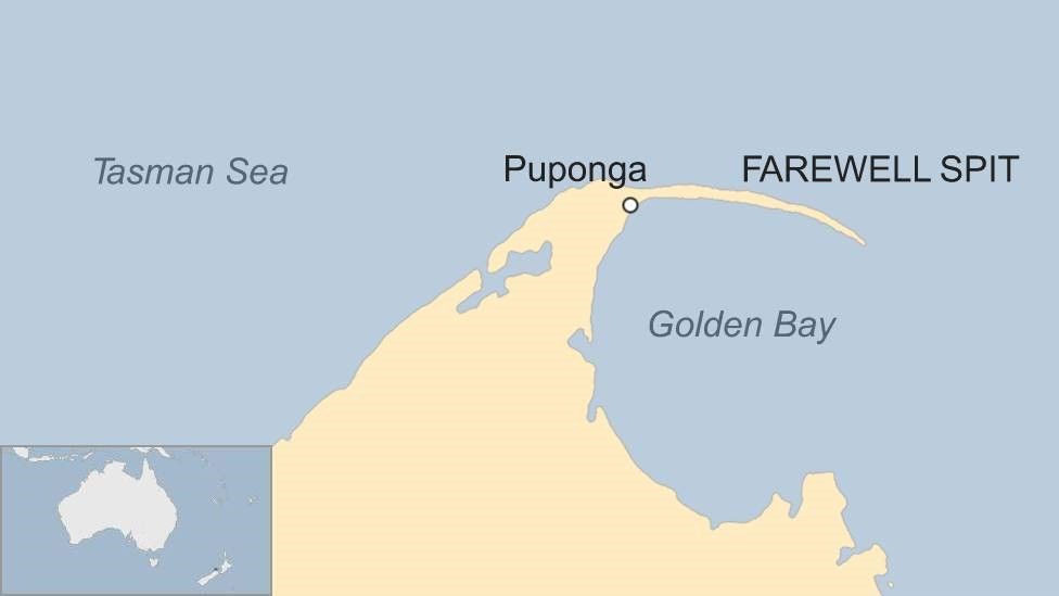 Map showing Golden Bay in New Zealand