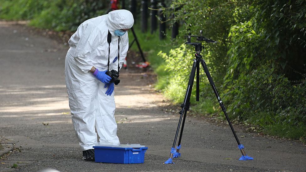 Forensic expert at the murder scene in High Wycombe