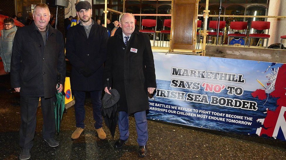 Sammy WIlson, Moore Holmes and Jim Allister at Markethill demonstration