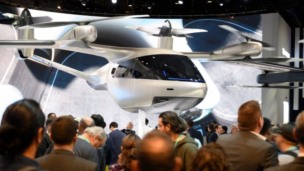 Another angle of the flying car designed by Hyundai