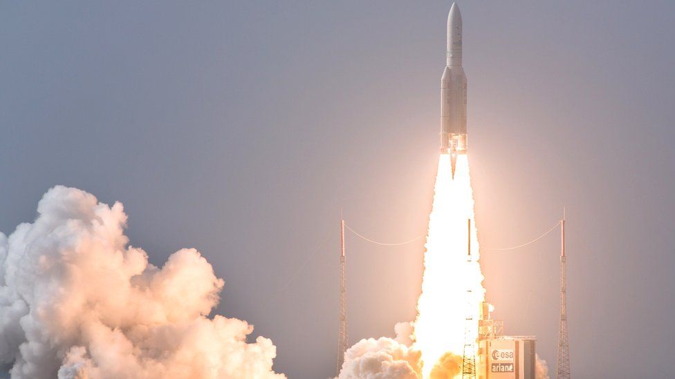 Ariane rocket launch, Kourou, Apr 2015