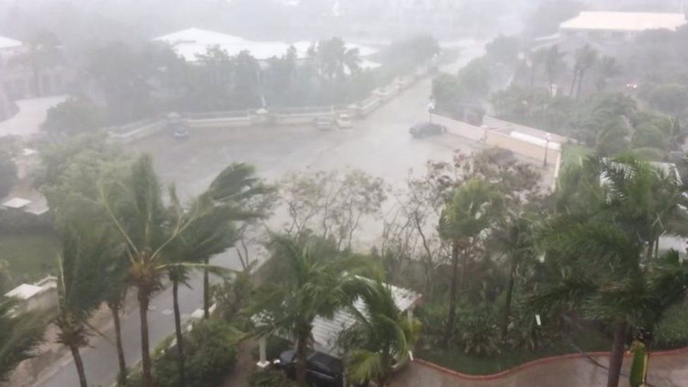 storm batters Providenciales, in the Turks and Caicos Islands,