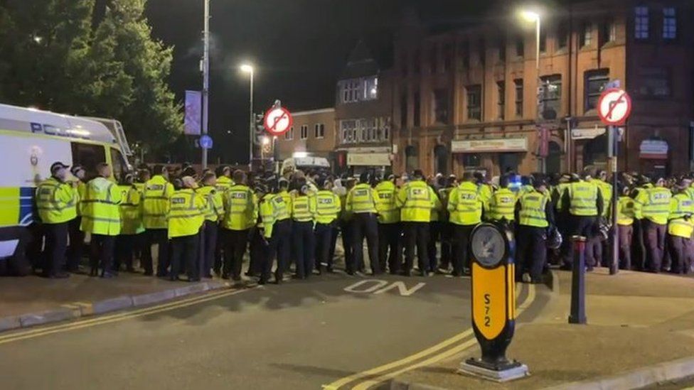 Police officers in Leicester on 18 September 2022