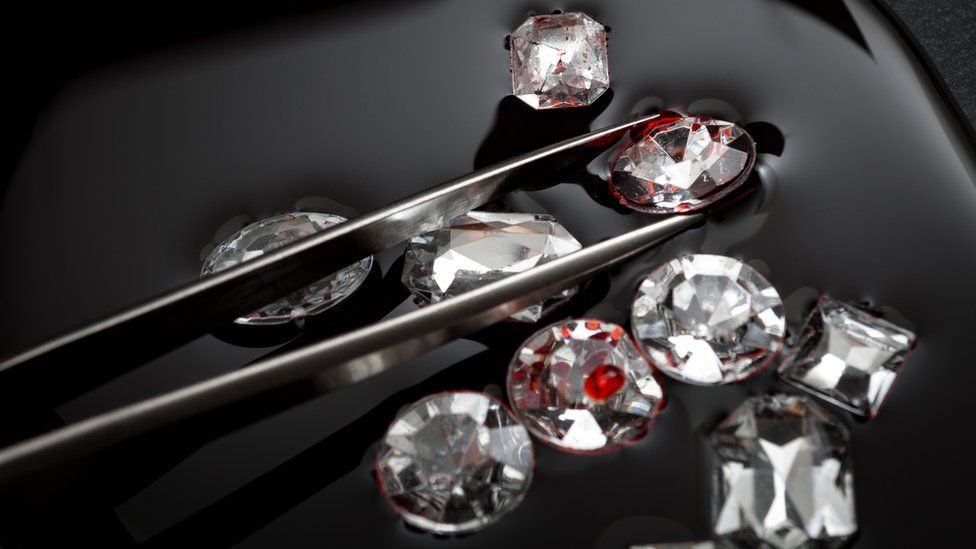 Diamonds flecked with red