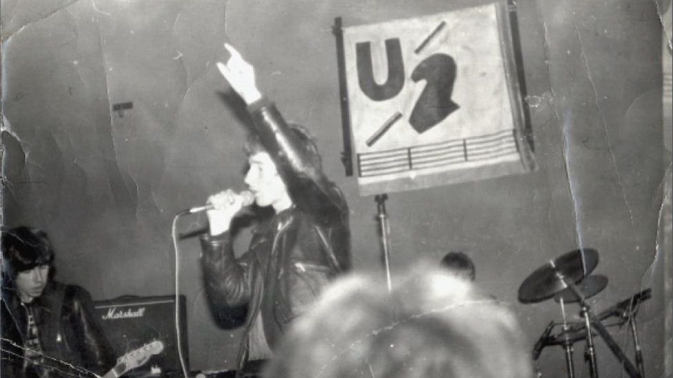 U2 performing at one of their early gigs in Dublin