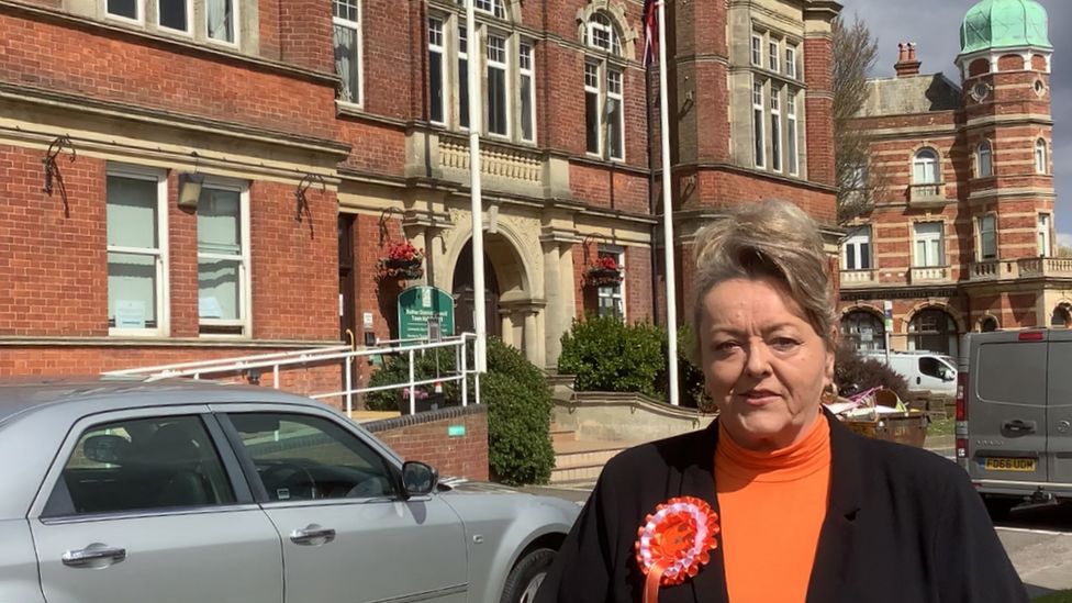 Bexhill Independents candidate Sharon Blagrove outside Bexhill town hall
