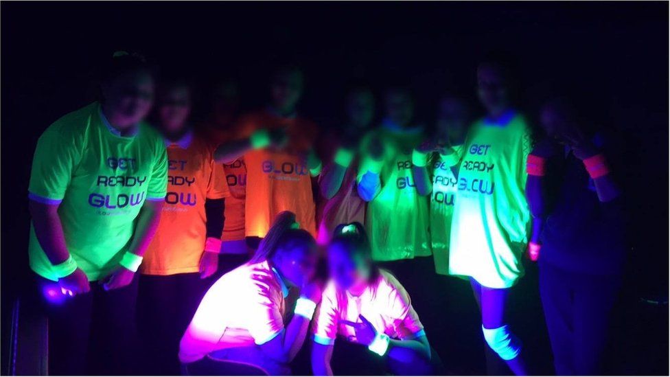 Glow in the dark activity with teenagers