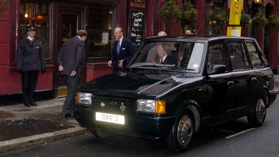 Prince Philip and his taxi at opening of Cartoon Museum (2006)