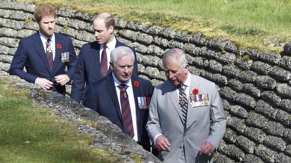 Princes Charles, William and Harry with Canadian Governor General David Johnston