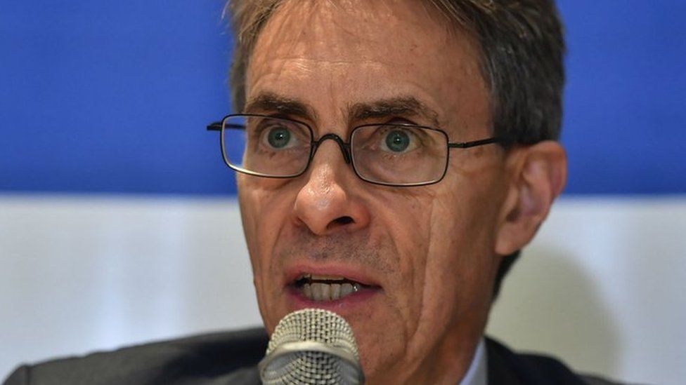 Human Rights Watch executive director Kenneth Roth speaks during a press conference in Sao Paulo, Brazil, on 16 October 2019.