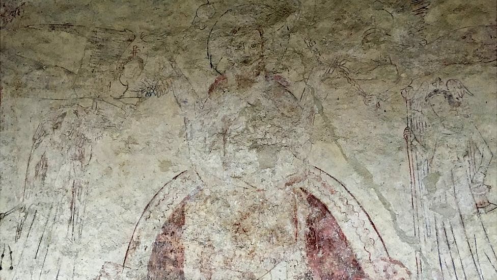 12th/13th Century wall mural, St Leonard's