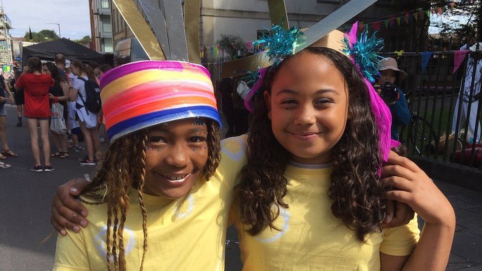 Summerhill School girls in their carnival outfits