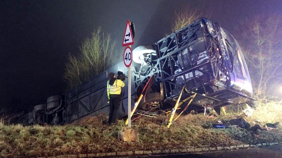 A coach crash in Oxfordshire